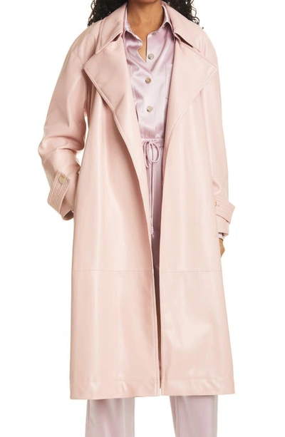 Nanushka Amal Faux Leather Trench Coat In Pink