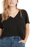 Madewell Whisper Cotton V-neck T-shirt In True Black