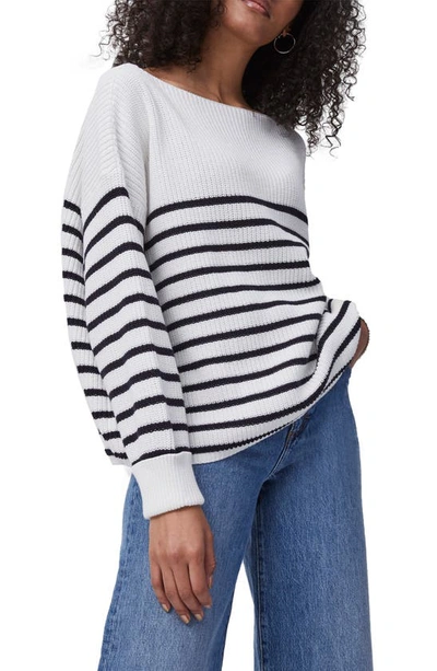 French Connection Lilly Mozart Cotton Striped Sweater In Summer White