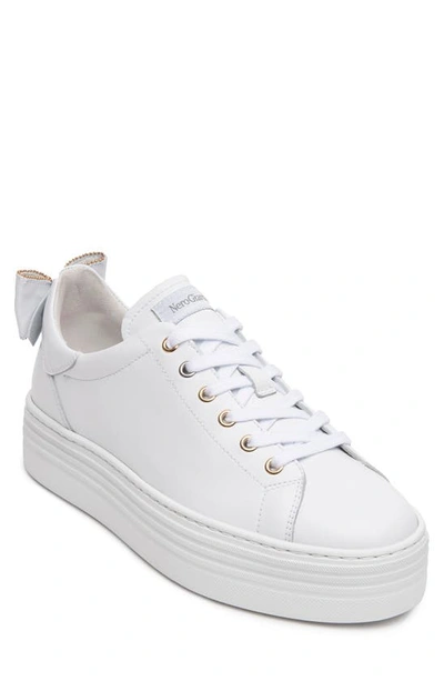 Nerogiardini Bow Skater Platform Trainers W/ Bow, White