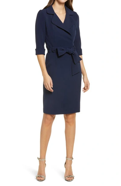 Black Halo Lucinda Faux Wrap Coat Dress In Pacific Blue