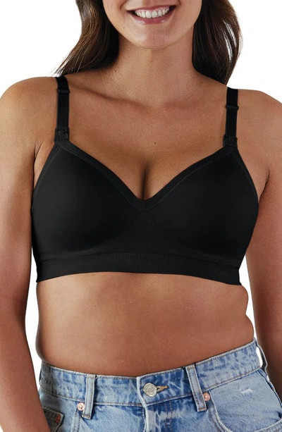 Bravado Designs Plunge Nursing-clips Stretch-recycled Nylon-blend Bra In Black