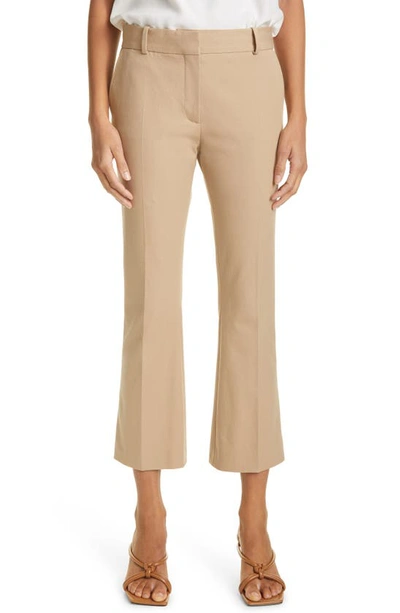 Frame Le Crop Mini Boot-cut Leather Pants In Almond