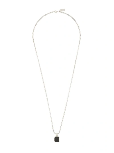 Nialaya Jewelry Square Onyx Pendant Chain Necklace In Silver