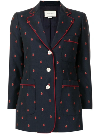 Pre-owned Gucci Bee-embroidered Blazer In Black