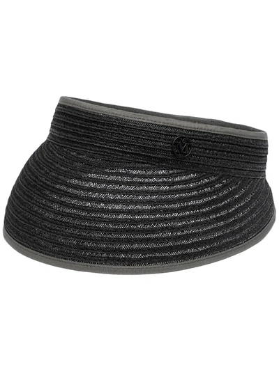 Maison Michel Woven-effect Visor Hat In Black