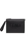 FENDI DEBOSSED-LOGO WRIST STRAP POUCH