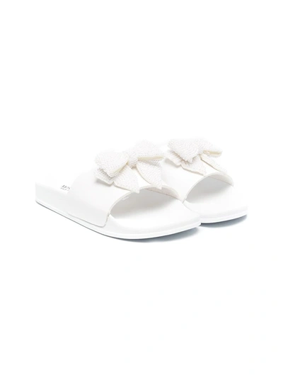 Monnalisa Teen Bow-embellished Slides In White