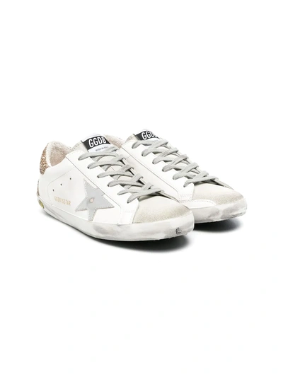 Golden Goose Teen Superstar Distressed-effect Sneakers In White