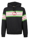 Gucci Black Interlocking G Print Hoodie In Black/multicolor