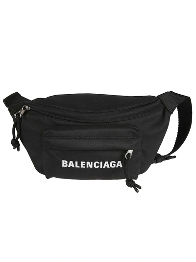 Balenciaga Logo Printed Belt Bag In Black/white