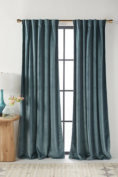 Anthropologie Velvet Louise Curtain By  In Blue Size 50x84