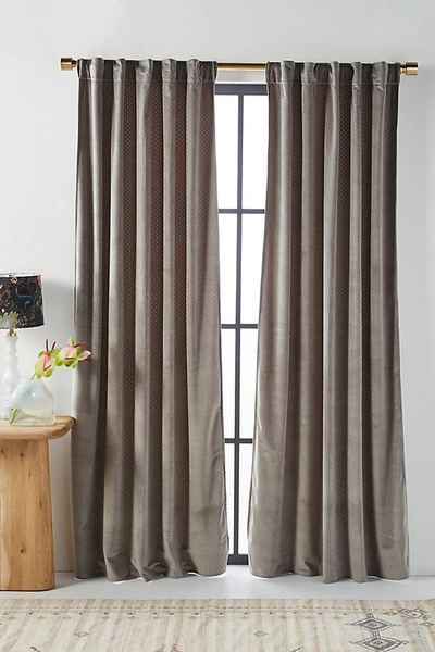 Anthropologie Velvet Louise Curtain By  In Grey Size 50x84