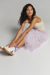 Anthropologie Tesia Ruffled Tulle Midi Skirt In Purple