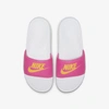 Nike Benassi Jdi Women's Slide (white) In White,laser Fuchsia,laser Orange