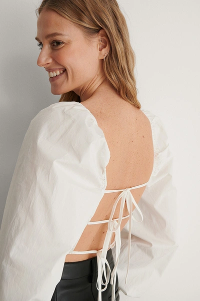 Na-kd Tie Back Cotton Blouse In White