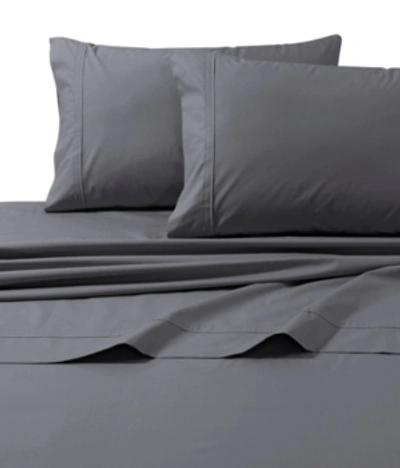 Tribeca Living 300 Thread Count Cotton Percale Extra Deep Pocket Cal King Sheet Set Bedding In Grey