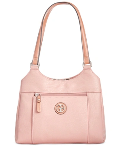 Giani Bernini Pebbled 4-poster Tote, Created For Macy's In Blush/silver