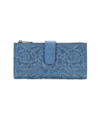 Patricia Nash Nazari Embossed Leather Wallet In Safflower Blue