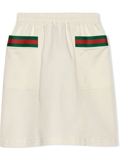 Gucci Kids' Children's Cotton Skirt With Web In White