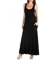 24seven Comfort Apparel Womens Sleeveless Long Maxi Dress In Black