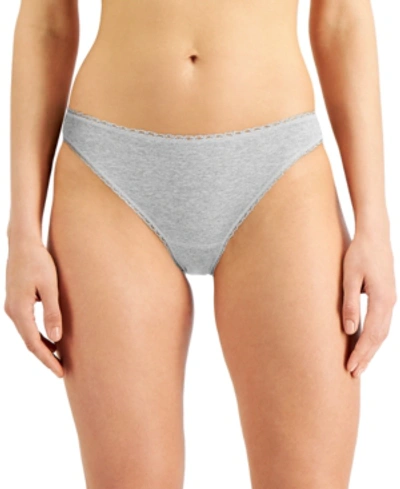 Charter Club Plus Size Pretty Cotton Bikini Underwear, Created For Macy's In Heather Storm