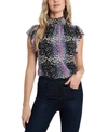 1.STATE FLUTTER-SLEEVE ANIMAL PRINTED BLOUSE