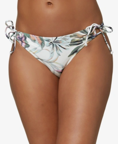 O'neill Juniors' Mina Aloha Floral Tie Bikini Bottoms Women's Swimsuit In Vanilla Aloha