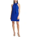Vince Camuto Crepe Buckle Neck Shift Dress In Cobalt