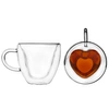 Godinger Set Of 2 Double Wall Heart Mugs In Clear