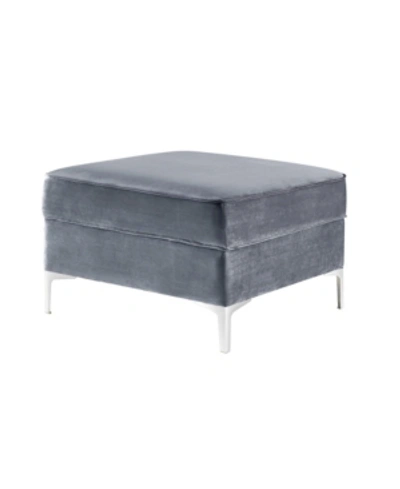 Inspired Home Giovanni Velvet Square Storage Ottoman With Metal Y-legs In Gray