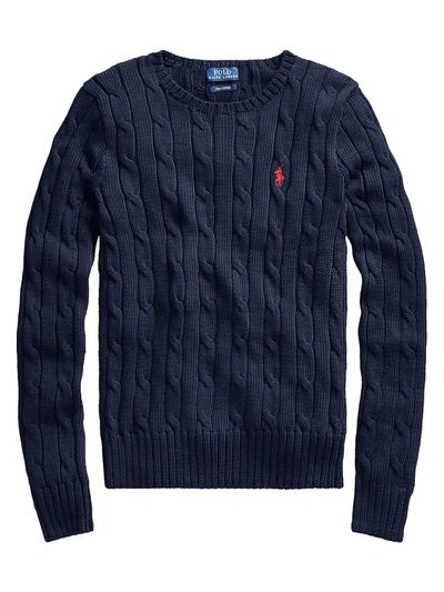 Polo Ralph Lauren Plaited Wool And Cashmere Crew-neck In Blue