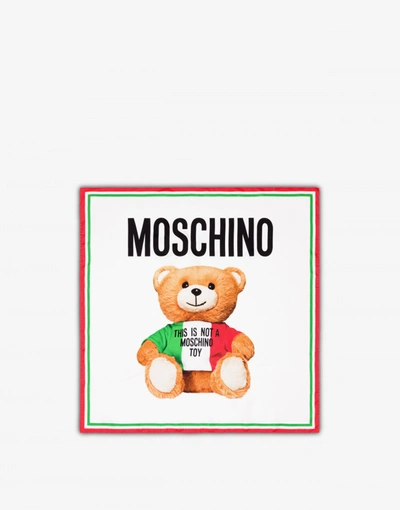Moschino Teddy Bear Logo Scarf Scarves Woman In White