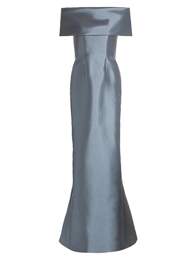 Catherine Regehr Women's Off-the-shoulder Silk & Wool Gown In Blue Grey