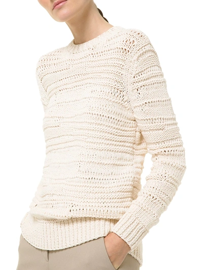 Michael Kors Organic Cotton Pulled Knit Sweater In Ecru