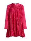 Merlette Soliman Embroidered Long Sleeve Cotton & Silk Babydoll Dress In Shocking Pink/shocking Pink Emb Beads