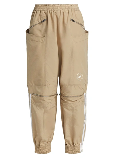 Stella Mccartney + Adidas Originals Striped Shell Track Pants In Brown