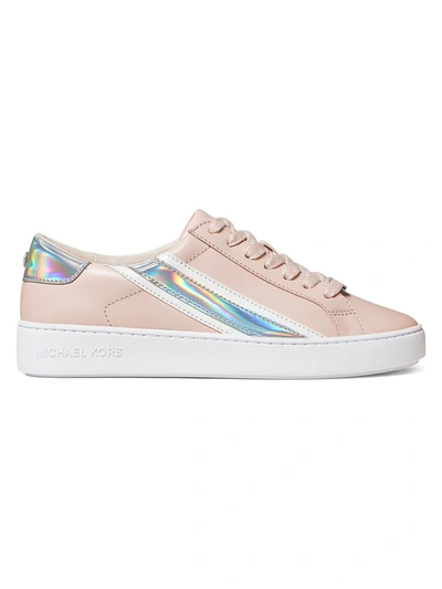 Michael Michael Kors Slade Iridescent Leather Sneakers In Soft Pink