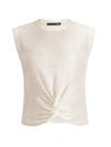 Veronica Beard Kellen Crewneck Cap-sleeve Twist-front Sweater In Ivory