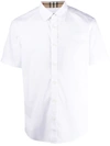Burberry Stretch-cotton Ekd-embroidered Slim Shirt In White