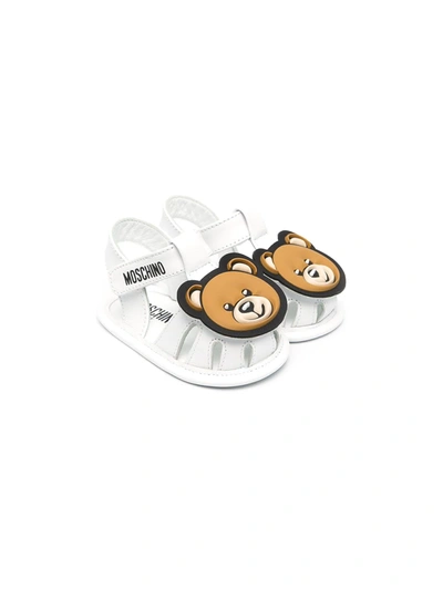Moschino Babies' Teddy Bear-patch Sandals In White
