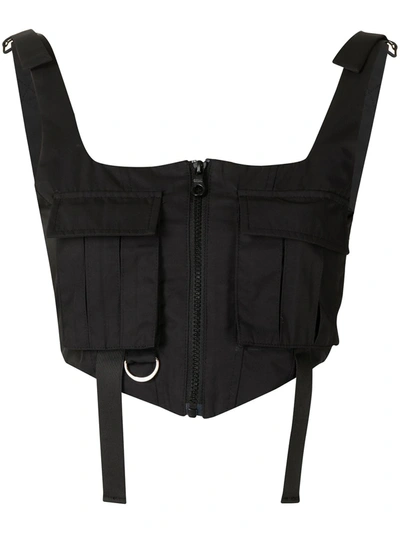 Ground Zero Adjustable Zip-up Cropped Top In Black