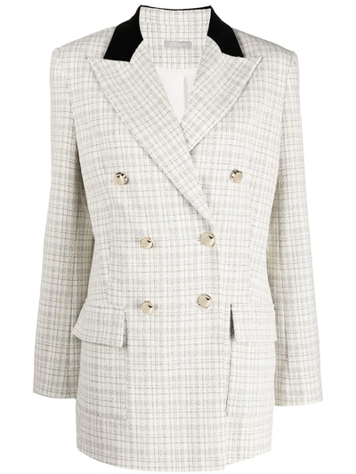 12 Storeez Double-breasted Tweed Jacket In White