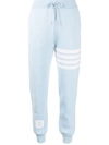 Thom Browne Double Face Cashmere Engineered 4 Bar Stripe Sweatpants In Blau