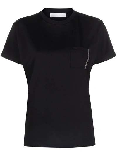 Fabiana Filippi Embellished-pocket T-shirt In Black