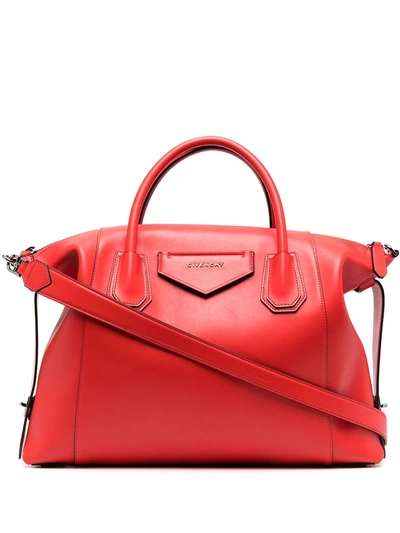 Givenchy Antigona Soft Medium Leather Bag In Red