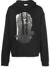 Ih Nom Uh Nit Contrasting Print Hoodie In Black In Black