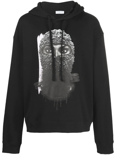 Ih Nom Uh Nit Contrasting Print Hoodie In Black