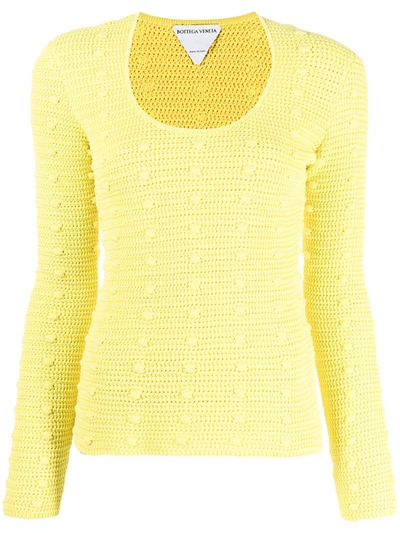 Bottega Veneta Scoop Neck Bubble-knit Jumper In Yellow