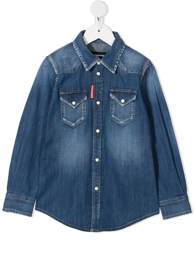 Dsquared2 Kids' Stretch-cotton Denim Shirt